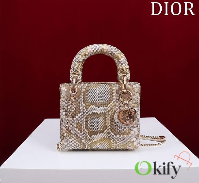 Okify Dior Lady Diana Three Grid Snakeskin 17x15x7cm 19485 - 1