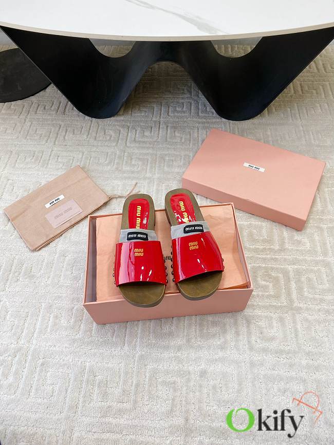 Okify MiuMiu Wooden Slippers In Red EU35-42  - 1