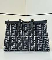 Okify Fendi FF Embroidered Tote Bag in black 41x13x29cm  - 1