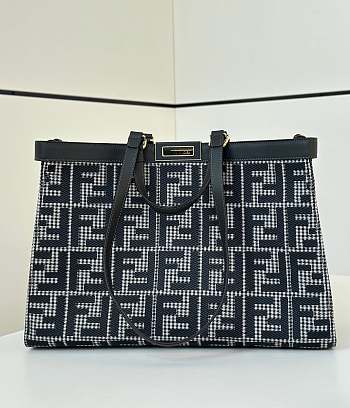 Okify Fendi FF Embroidered Tote Bag in black 41x13x29cm 