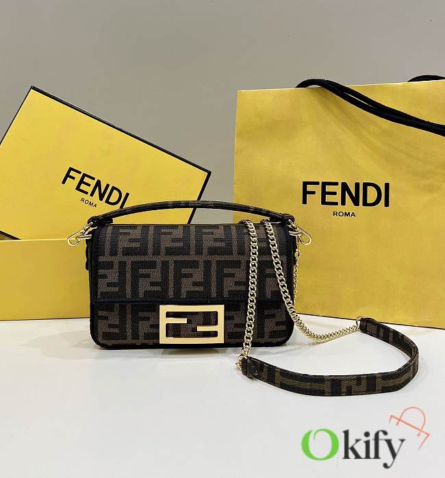 Okify Fendi Mini FF Baguette Brown Bag 18x7x11cm - 1