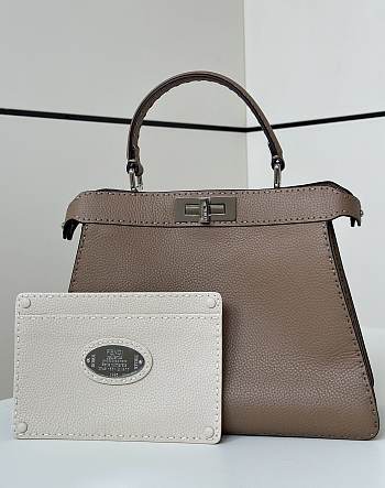 Okify Fendi Peekaboo ISeeU Medium Bag In Beige 33x12x25cm