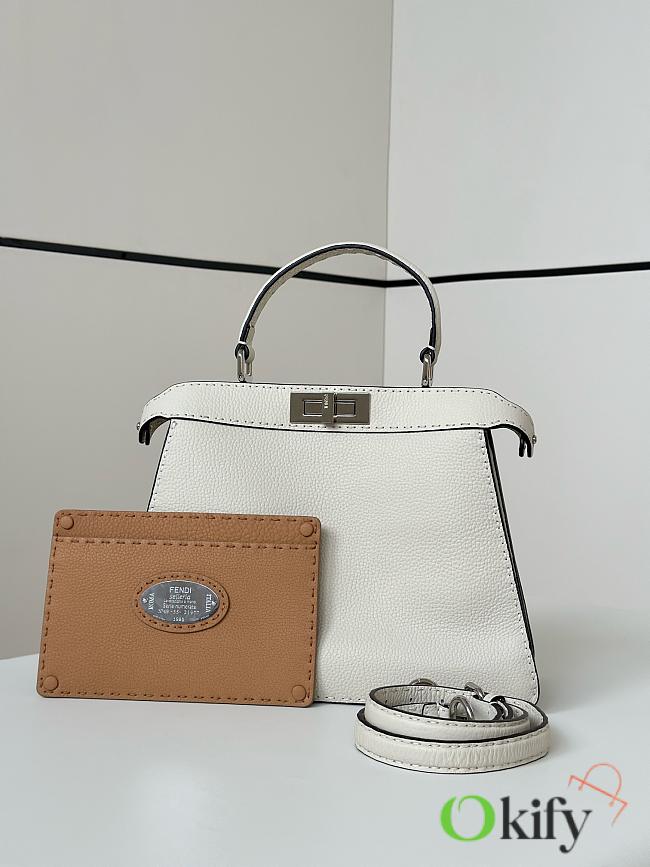 Okify Fendi Peekaboo ISeeU Medium Bag In White 33x12x25cm - 1