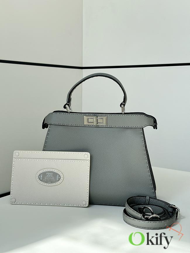 Okify Fendi Peekaboo ISeeU Medium Bag In Grey Gray 33x12x25cm - 1