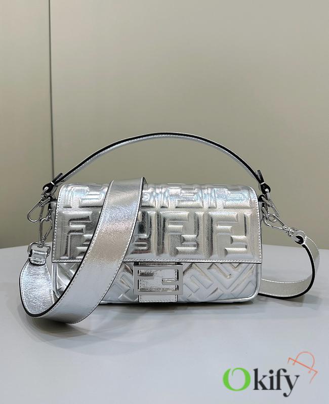 Okify Fendi Baguette Bag In Silver 27x5x15cm - 1