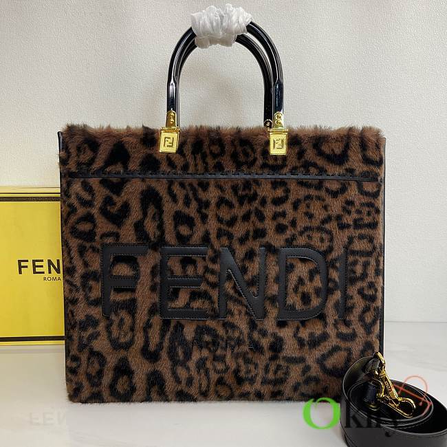 Okify Fendi Mink Velvet Sunshine Tote Bag 35x17x31cm - 1