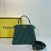 Okify Fendi Green Crystal Peekaboo ISeeU Bag 20x15x11cm  - 1