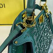 Okify Fendi Green Crystal Peekaboo ISeeU Bag 20x15x11cm  - 4