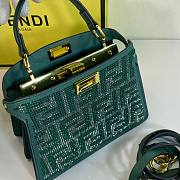 Okify Fendi Green Crystal Peekaboo ISeeU Bag 20x15x11cm  - 3