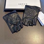 Okify Gucci Black Leather Fingerless Gloves 19526 - 2