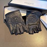 Okify Gucci Black Leather Fingerless Gloves 19526 - 4