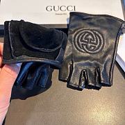 Okify Gucci Black Leather Fingerless Gloves 19526 - 3