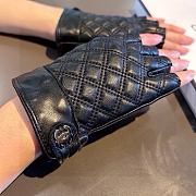 Okify Chanel Black Leather Fingerless Gloves 19527 - 1