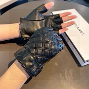 Okify Chanel Black Leather Fingerless Gloves 19527 - 4