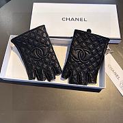 Okify Chanel Black Leather Fingerless Gloves 19528 - 5