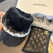 Okify Chanel Black Leather And Rabbit Fur Fingerless Gloves 19529 - 4