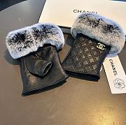 Okify Chanel Black Leather And Rabbit Fur Fingerless Gloves 19529 - 3