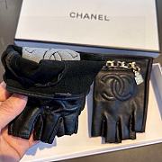 Okify Chanel Black Leather Fingerless Gloves With Chain 19532 - 3