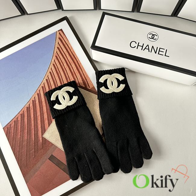 Okify Chanel Black Wool Gloves 19534 - 1