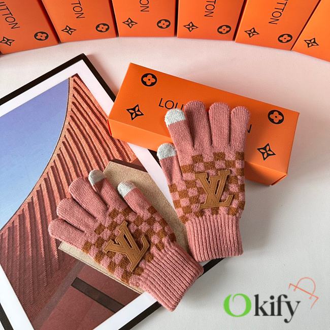 Okify Louis Vuitton Pink Wool Gloves 19540 - 1