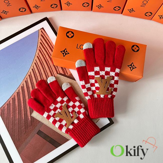 Okify Louis Vuitton Red Wool Gloves 19543 - 1