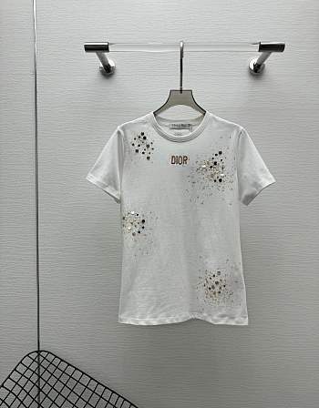 Okify Dior White Sequin T-shirt SML 