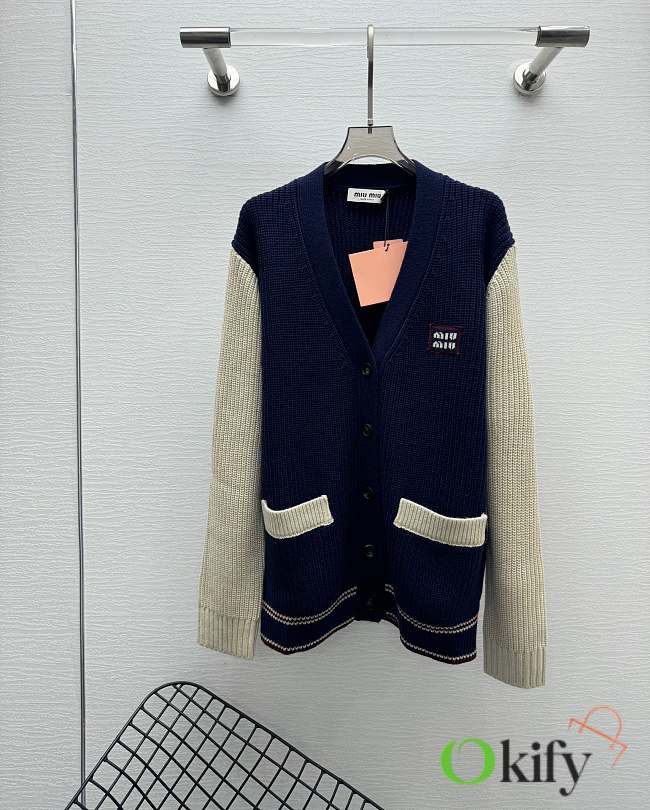 Okify MiuMiu Wool Dark Blue Jacket - 1