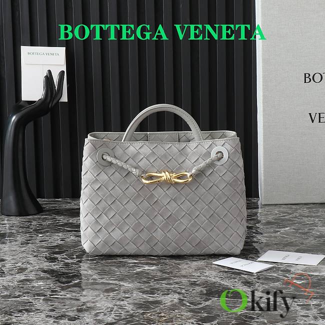 Okify Bottega Veneta Small Andiamo Intrecciato Leather Tote Bag In Grey Gray 25x22x10.5cm - 1