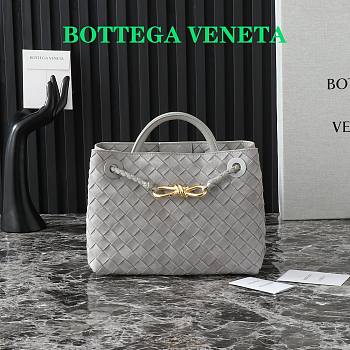 Okify Bottega Veneta Small Andiamo Intrecciato Leather Tote Bag In Grey Gray 25x22x10.5cm