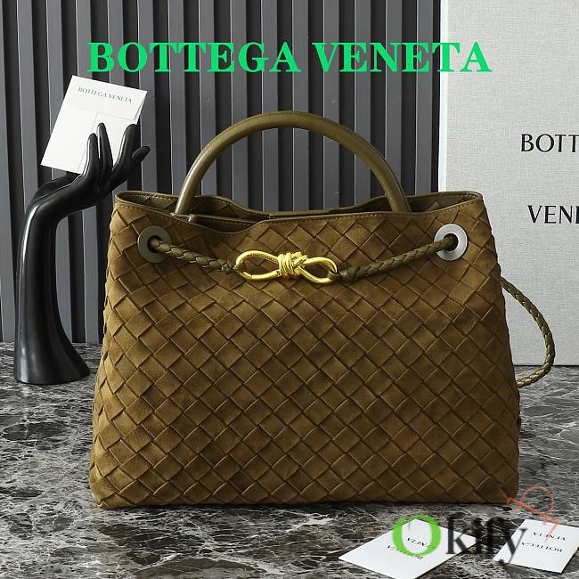 Okify Bottega Veneta Medium Andiamo bag in green suede 32x24x12 cm - 1