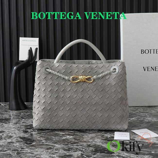 Okify Bottega Veneta Medium Andiamo Intrecciato Leather Tote Bag In Grey Gray 32x24x12cm - 1