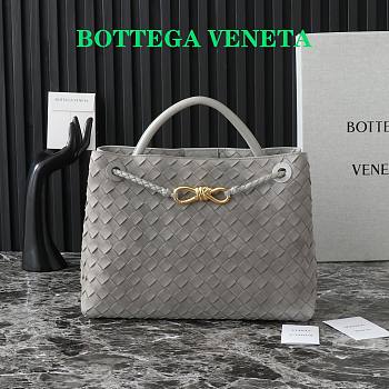 Okify Bottega Veneta Medium Andiamo Intrecciato Leather Tote Bag In Grey Gray 32x24x12cm