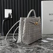 Okify Bottega Veneta Medium Andiamo Intrecciato Leather Tote Bag In Grey Gray 32x24x12cm - 5