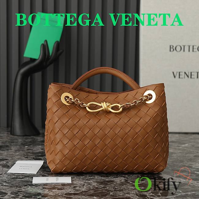 Okify Bottega Veneta Small Andiamo Chain Bag In Brown Caramel 25x22x10.5cm  - 1