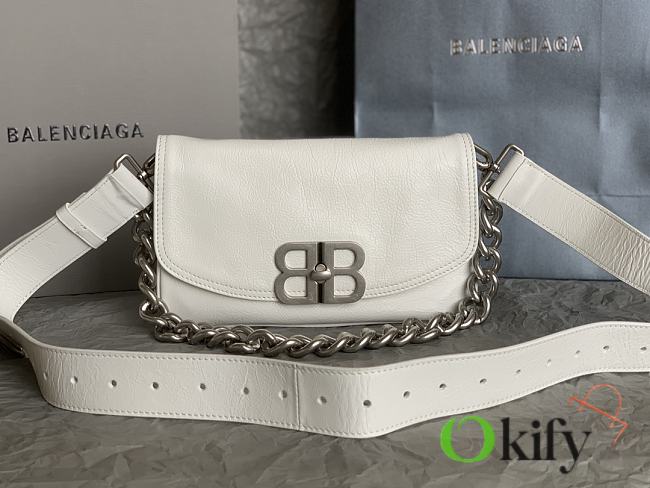 Okify Balenciaga Small BB Soft White Flap Bag 14x23x3cm  - 1