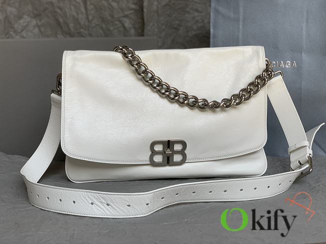 Okify Balenciaga Large BB Soft White Flap Bag 24x36x4cm  - 1