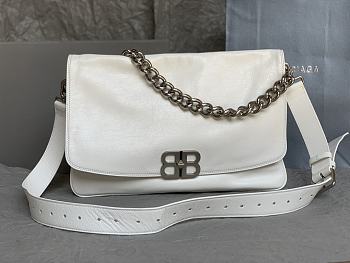 Okify Balenciaga Large BB Soft White Flap Bag 24x36x4cm 