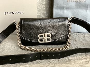 Okify Balenciaga Small BB Soft Black Flap Bag 14x23x3cm 