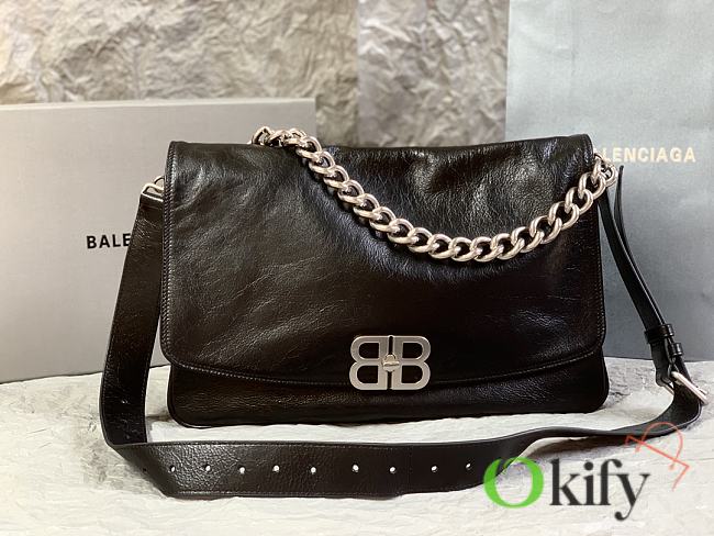 Okify Balenciaga Large BB Soft Black Flap Bag 24x36x4cm  - 1