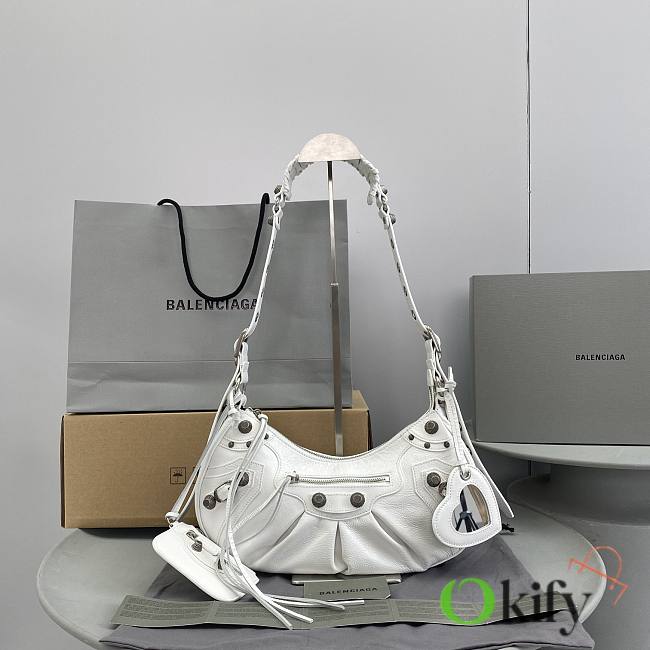 Okify Balenciaga Large Le Cagole Half Crescent White Bag 33x16x8.4cm - 1