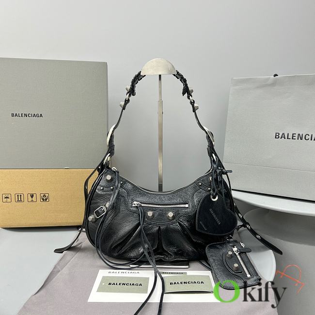 Okify Balenciaga Large Le Cagole Half Crescent Black Bag 33x16x8.4cm - 1