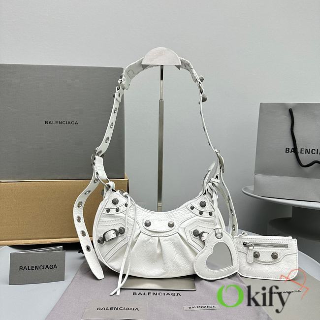 Okify Balenciaga Small Le Cagole Half Crescent White Bag 26x16x9.9cm - 1