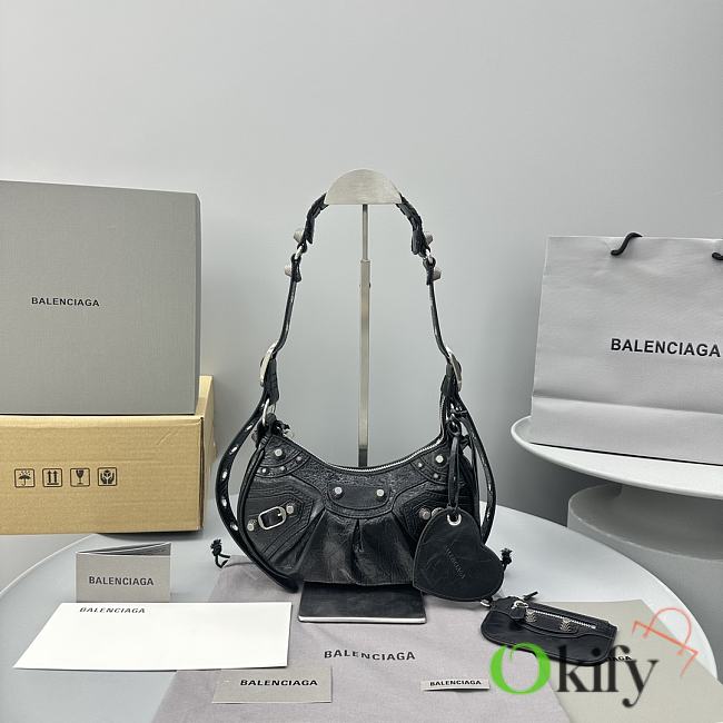 Okify Balenciaga Small Le Cagole Half Crescent Black Bag 26x16x9.9cm - 1