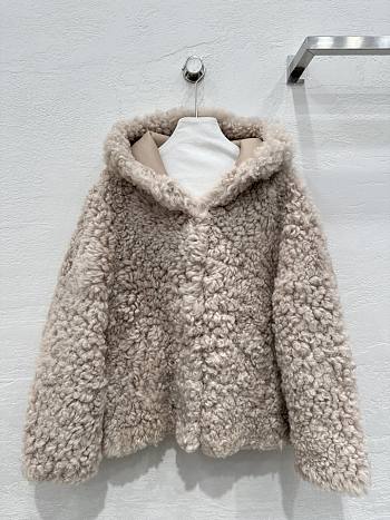 Okify Celine Hooded Tuscan Fur Short Coat SML 