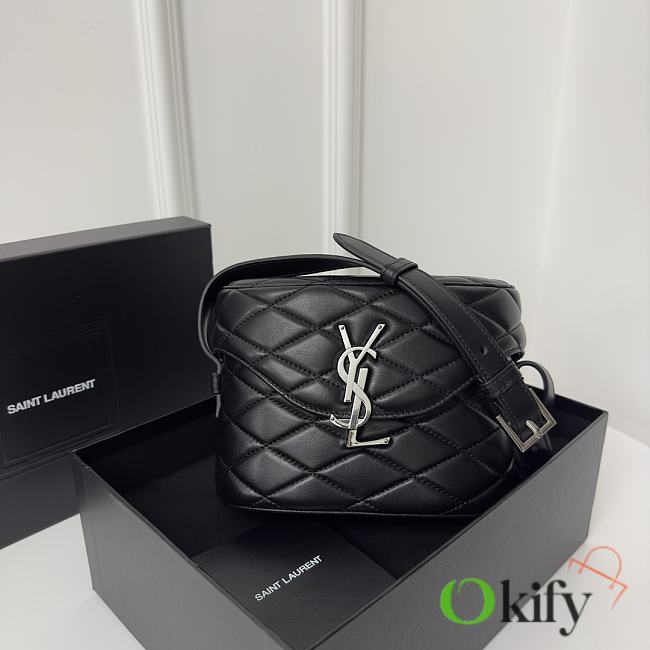 Okify YSL June Box Bag In Quilted Lambskin With Silver Hardware 19 x 15 x 8 cm - 1