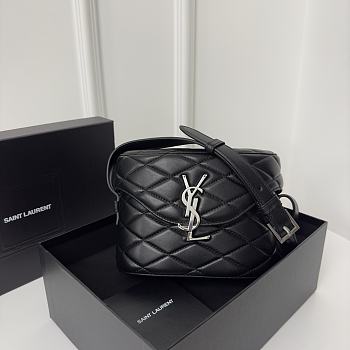 Okify YSL June Box Bag In Quilted Lambskin With Silver Hardware 19 x 15 x 8 cm