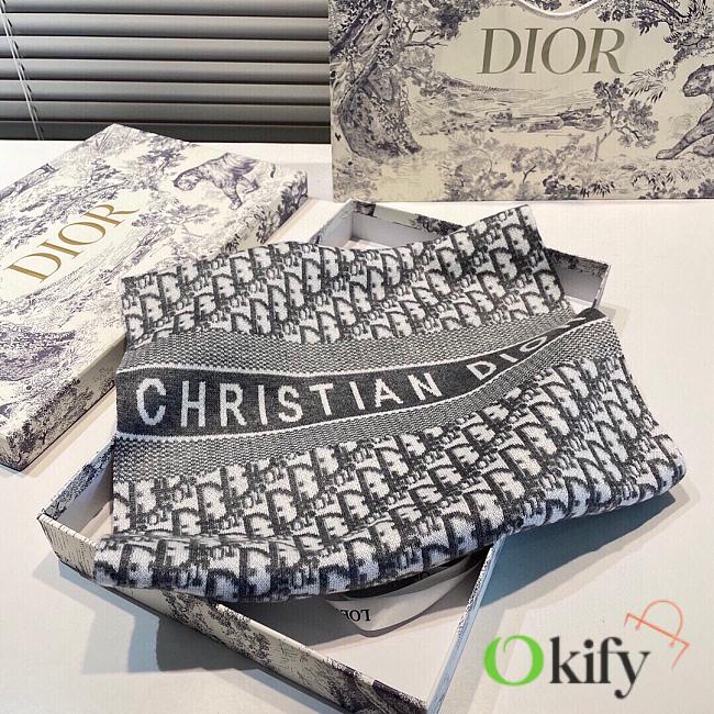 Okify Dior Grey Gray Cashmere Scarf 32*180cm - 1