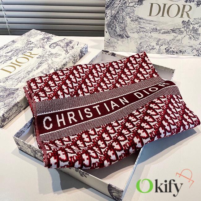 Okify Dior Red Cashmere Scarf 32*180cm - 1