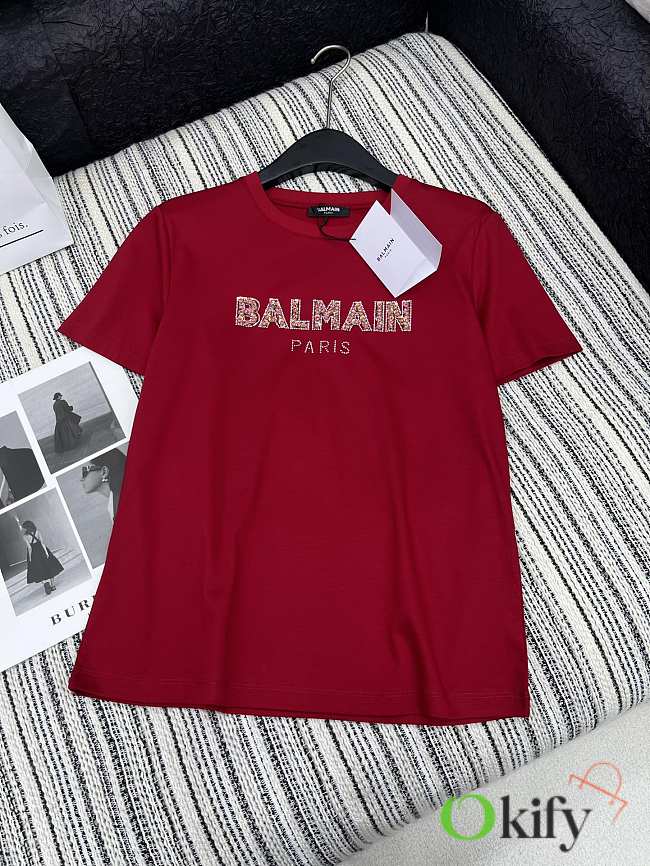 Okify Balmain Red T-shirt SML 19678 - 1