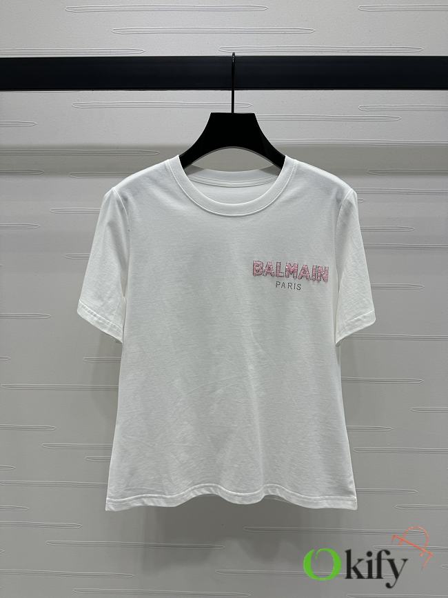 Okify Balmain White T-shirt SML 19679 - 1